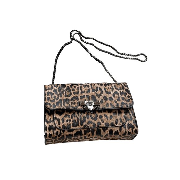 Leopard Print Flap Shoulder Bag Top Handle Leather Crossbody Purses :v - Picture 1 of 6